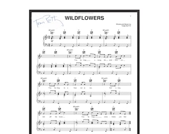 Autographed Tom Petty “Wildflowers” sheet music ,FRAME INCLUDED