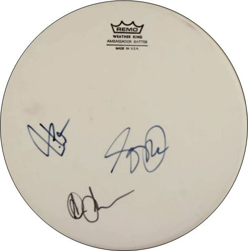 Neil peart autographed drum head deals