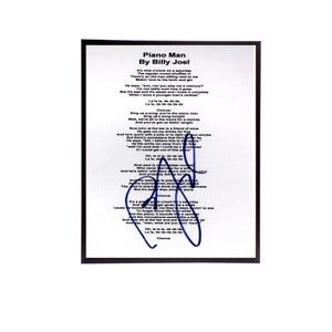 Billy Joel Piano Man Autographed Lyrics Replica, 11&quot; x 14&quot; (Inches),
