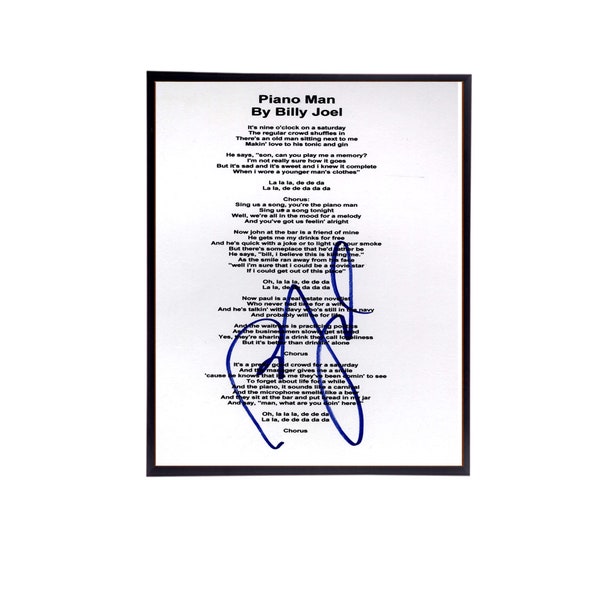 Billy Joel Piano Man Autographed Lyrics Replica, 11" x 14" (Inches),