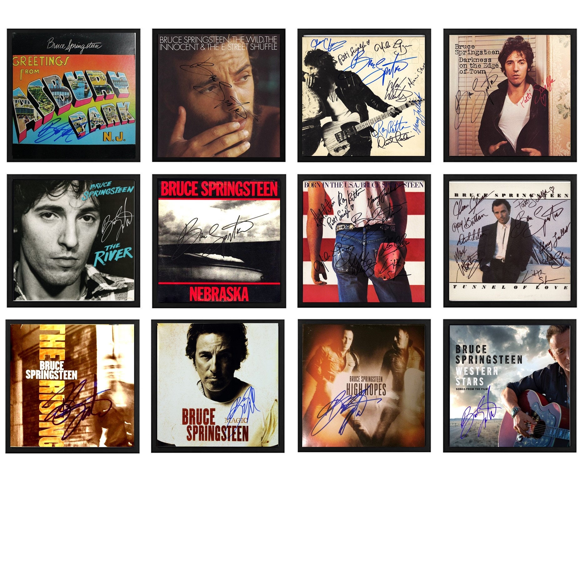 FRAMES ARE INCLUDED 12 Autographed Bruce Springsteen 12 Album Etsy