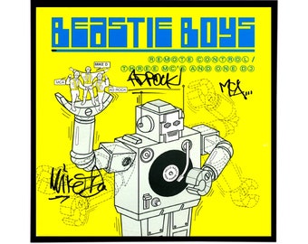 Replica della copertina dell'album "Remote Control" autografata dai Beastie Boys. CORNICE INCLUSA