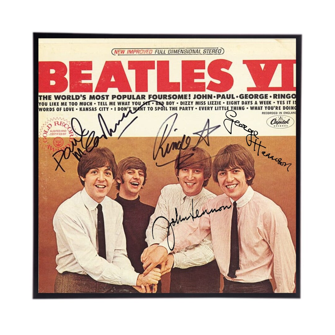 The Beatles 写真額縁 証明書付き A4 額付き ポスター The Beatles ビートルズ 集合写真