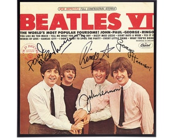 Replica della copertina dell'album "Beatles VI" autografata dai Beatles, 12" x 12",