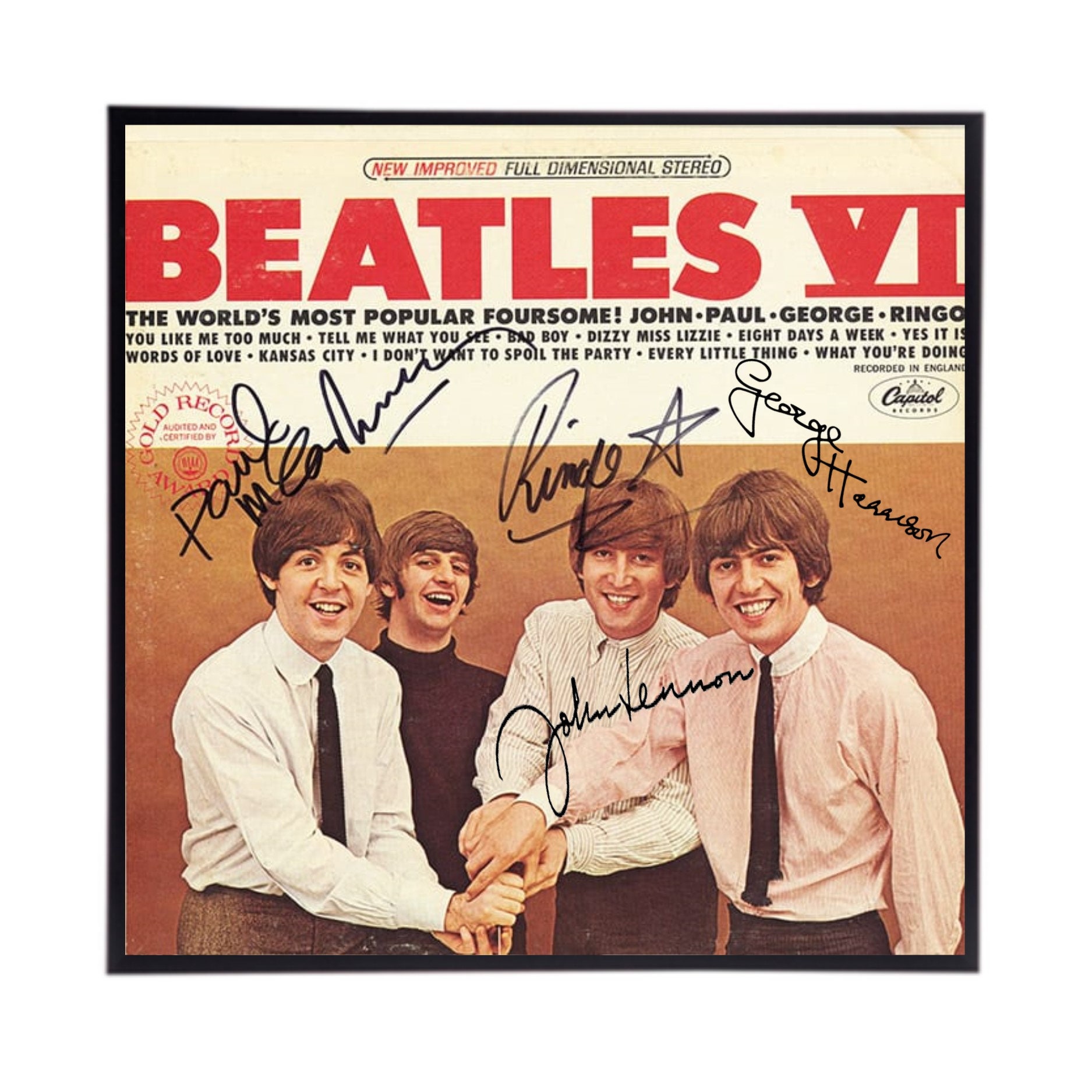 The Beatles 写真額縁 証明書付き The Beatles - With the Beatles LP Cover Limited Signature