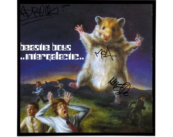 Beastie Boys Autographed "Intergalactic" Album Cover Replica.  FRAME INCLUDED