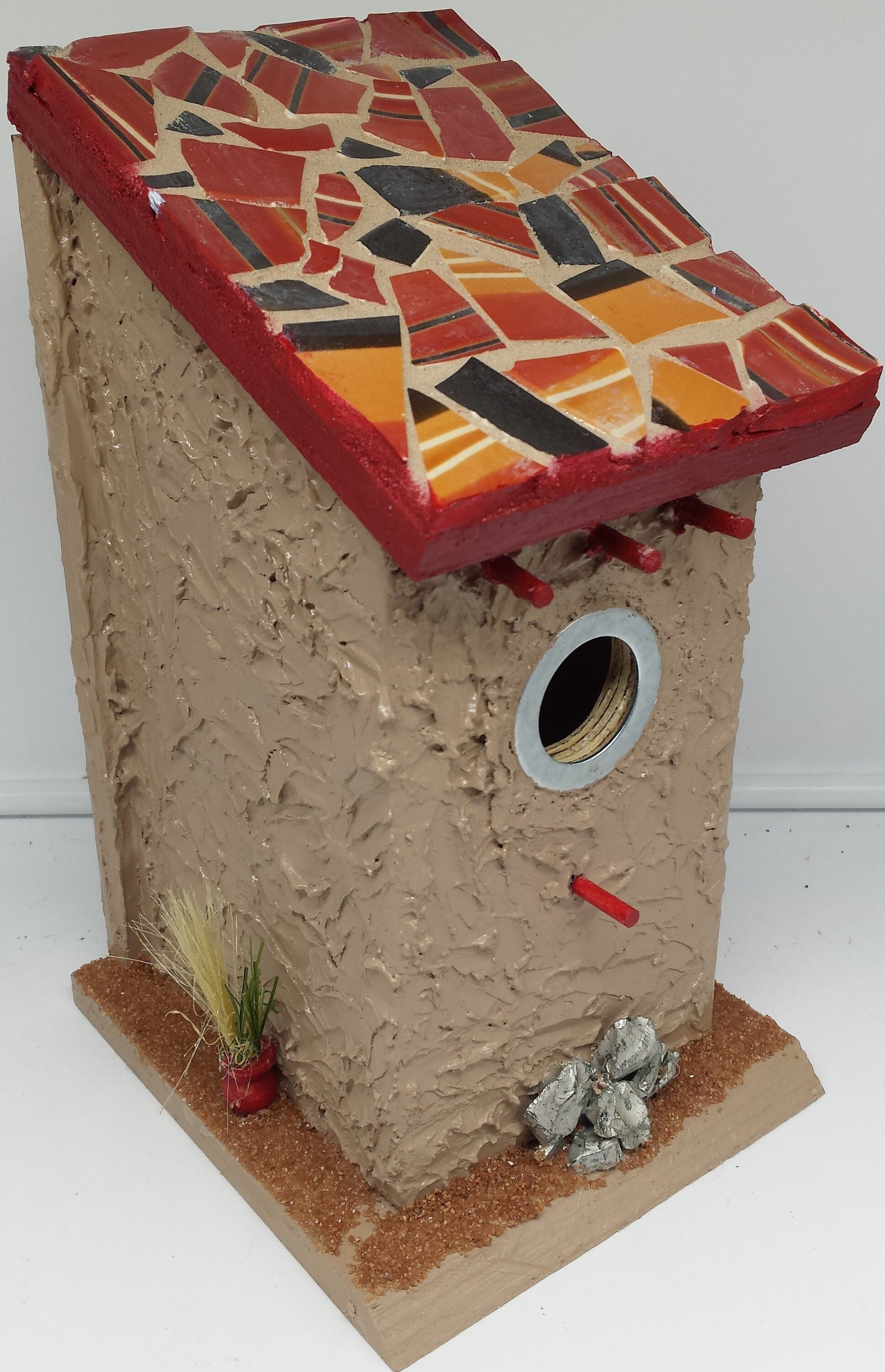 Southwest Birdhouse Adobe Style W/stucco Southwest Tile Roof Etsy