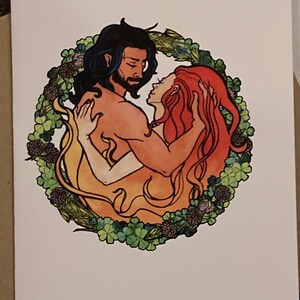 Tarjetas de San Valentín para amantes, tarjetas de felicitación de acuarela en blanco con temática de naturaleza para pareja feliz