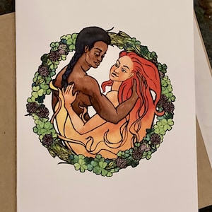 Cartes de Saint Valentin amoureux lesbiennes, cartes de voeux aquarelle vierges sur le thème de la nature pour Couple Gay heureux, Art de la fierté