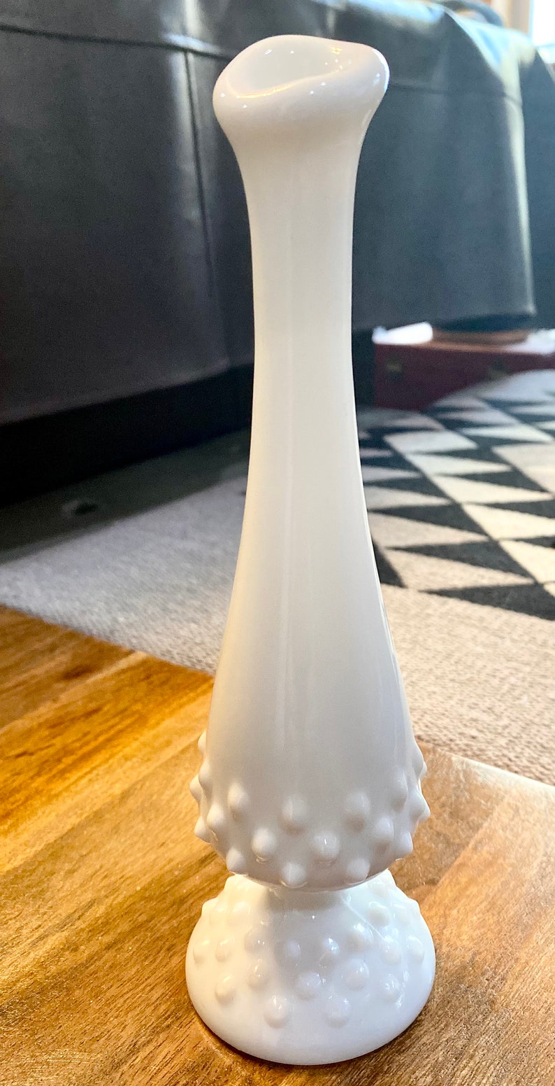 Milk Glass Hobnail Swung Vase. Vintage Fenton Hobnail Milk Etsy