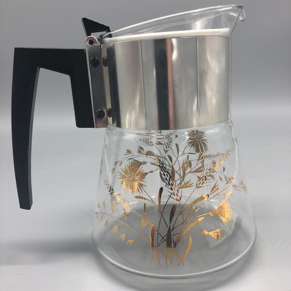 Mid Century Coffee Carafe. David Douglas Glamorous Carafe with 22K Gold Decoration.