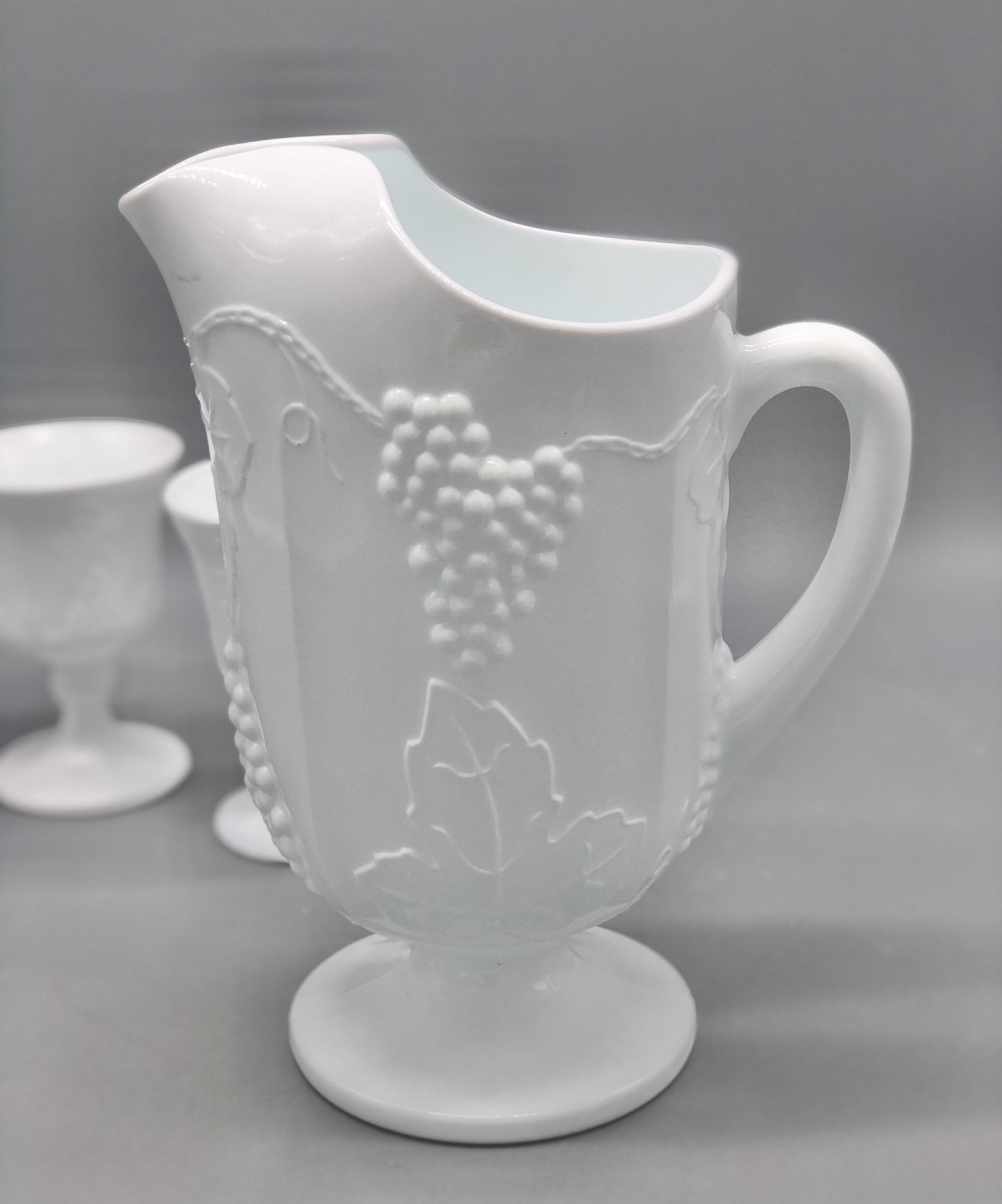 Milk Glass Pitcher. Colony Harvest Grape Pattern Pitcher With Etsy