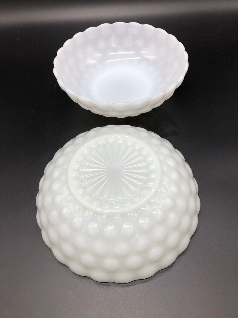 Anchor Hocking Milk Glass Serving Bowl Set 2 in the Bullseye Etsy