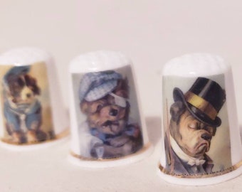 Set of Three Victorian Flower Bonnets Birchcroft Thimbles Set of Three Victorian Flower Bonnets Birchcroft Thimbles