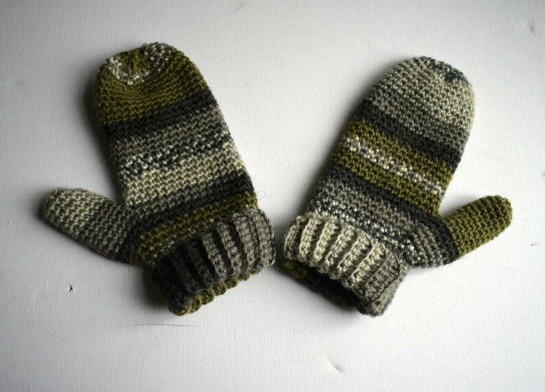 Crochet Mittens or Fingerless Gloves in Camo Colours image 0