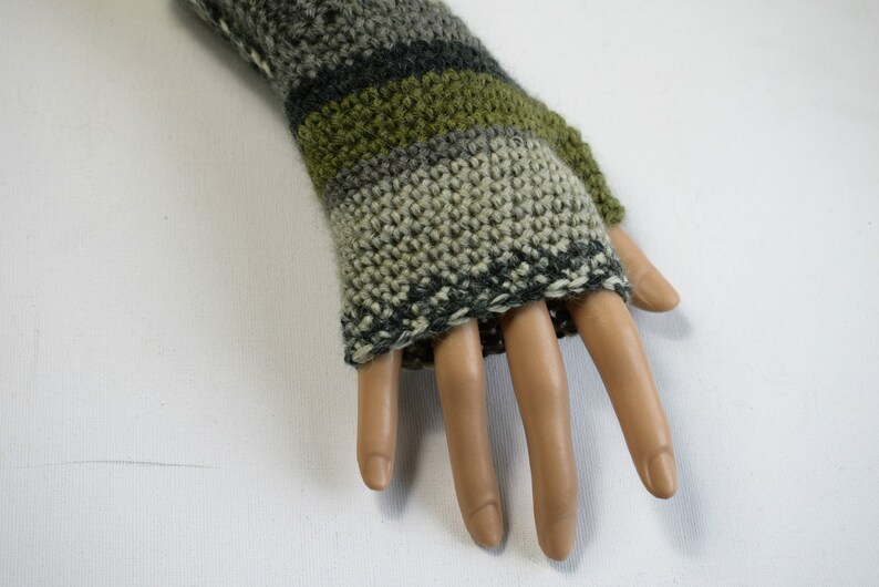 Crochet Mittens or Fingerless Gloves in Camo Colours image 4