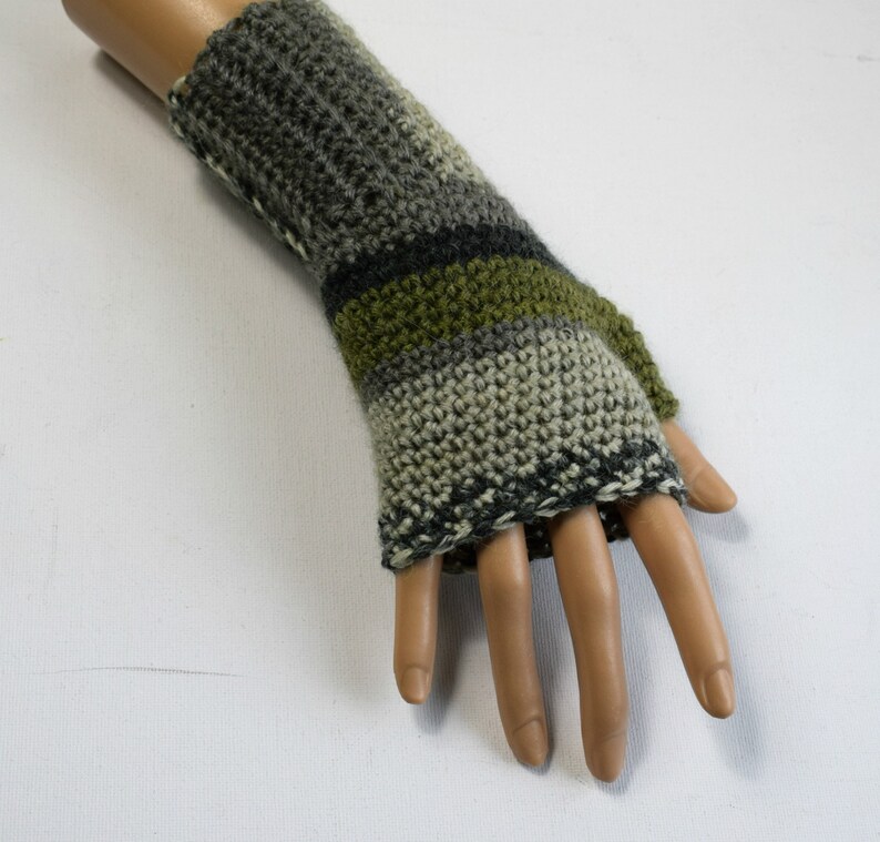 Crochet Mittens or Fingerless Gloves in Camo Colours image 2
