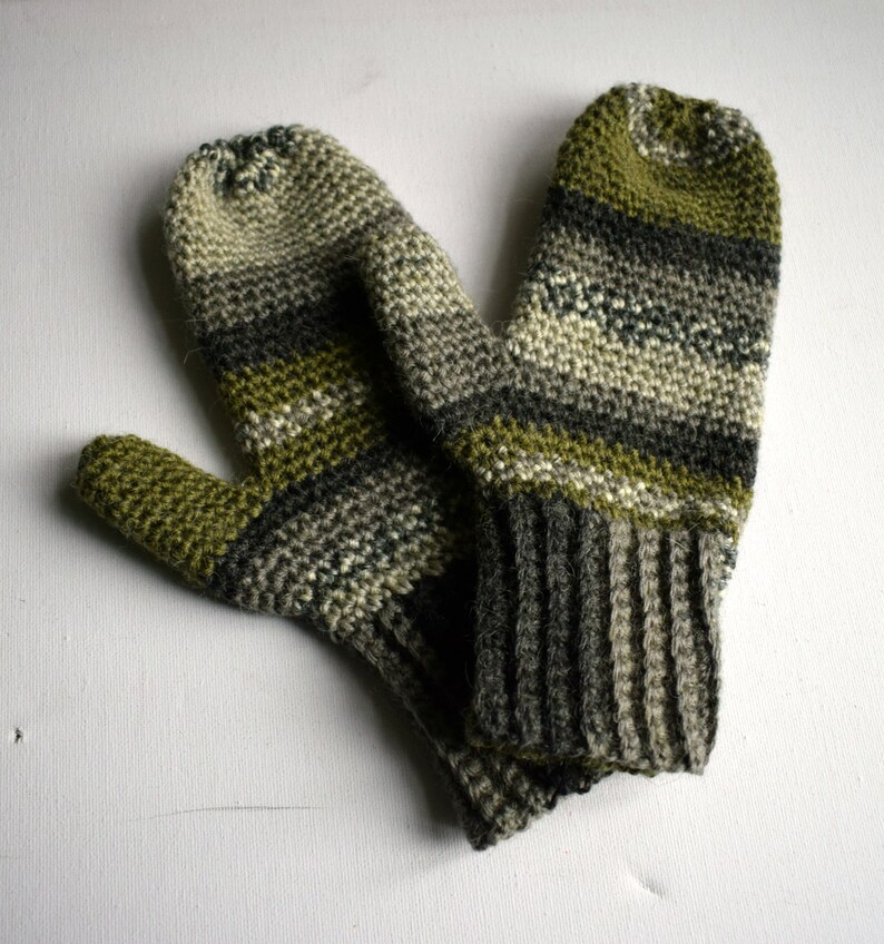 Crochet Mittens or Fingerless Gloves in Camo Colours image 6
