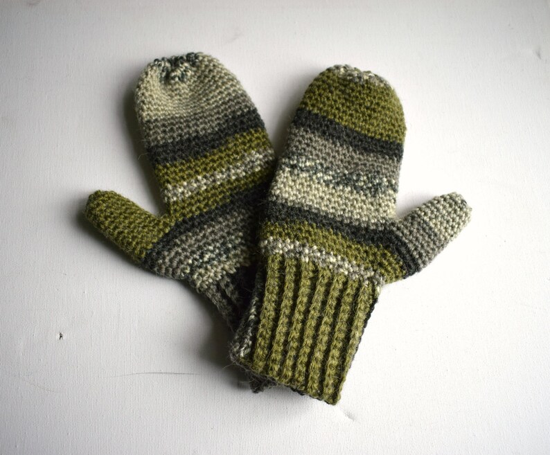Crochet Mittens or Fingerless Gloves in Camo Colours image 3