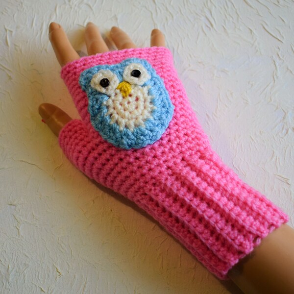 Owl Gloves, Fingerless Gloves, Owl Gifts for Women, Cute Gloves, Kawaii Clothing, Acrylic Gloves, Texting Gloves, Cute Gifts for Girlfriend