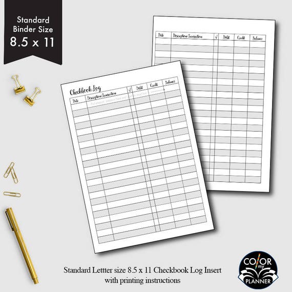 standard binder letter size checkbook checkbook register etsy