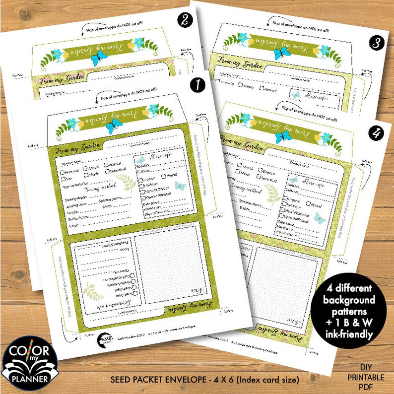 Garden Seed packet Printable, Seed envelope, seed saving envelope,Spring garden kit,printable seed pack, CMP-200 image 3