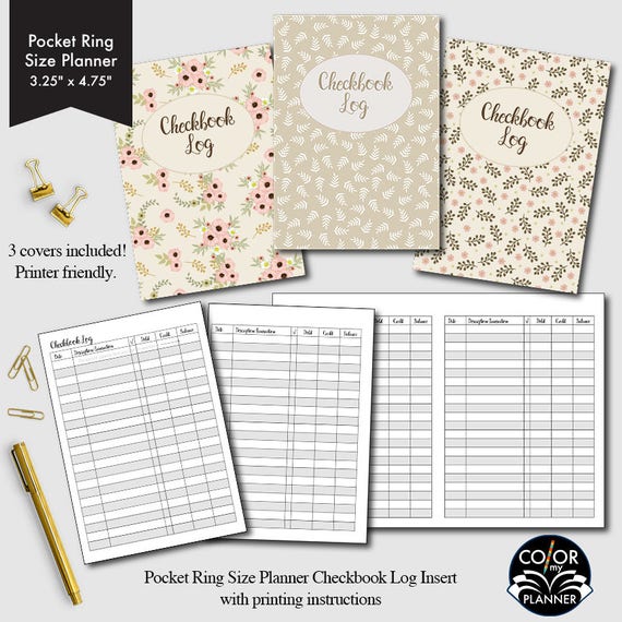 pocket rings size planner checkbook checkbook register etsy