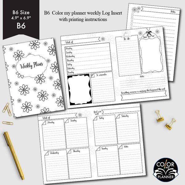 Printable B6 Week On Two Pages
