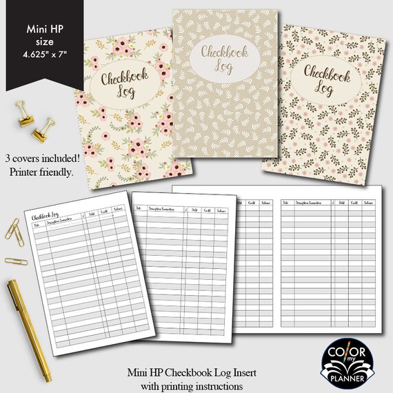 mini hp size checkbook checkbook register finance and budget etsy