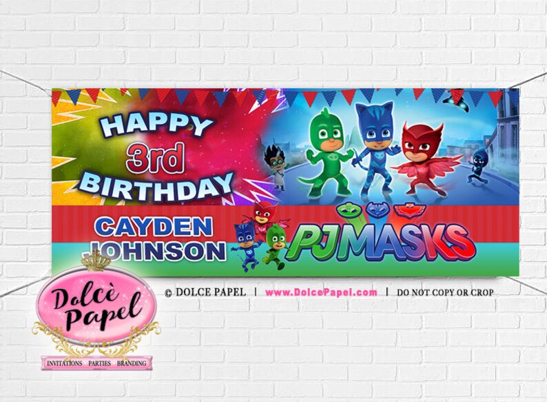 PJ MASKS Birthday Party Banner Vinyl Banner 6'x2.5' | Etsy