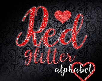 Glitter alphabet letters Numbers Red alphabet clipart Digital glitter alphabet clipart font Glitter overlay glitter Red Sparkle clipart PNG