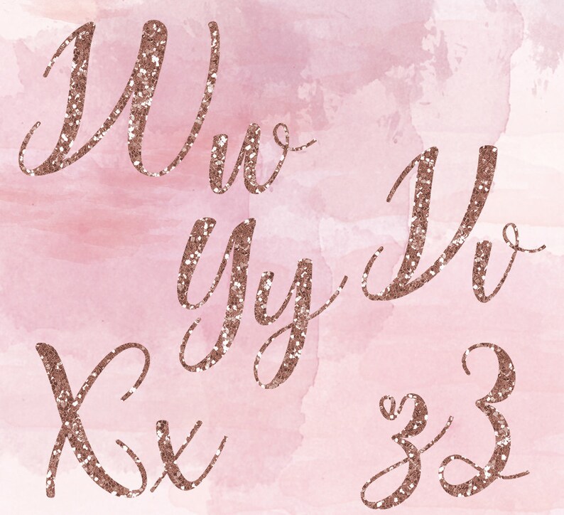 rose gold glitter alphabet alphabet clipart glitter