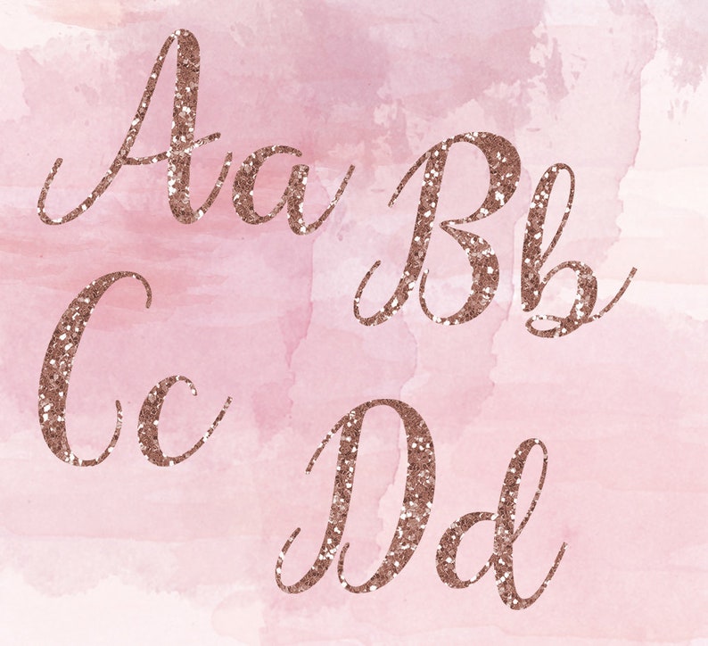 rose gold glitter alphabet alphabet clipart glitter