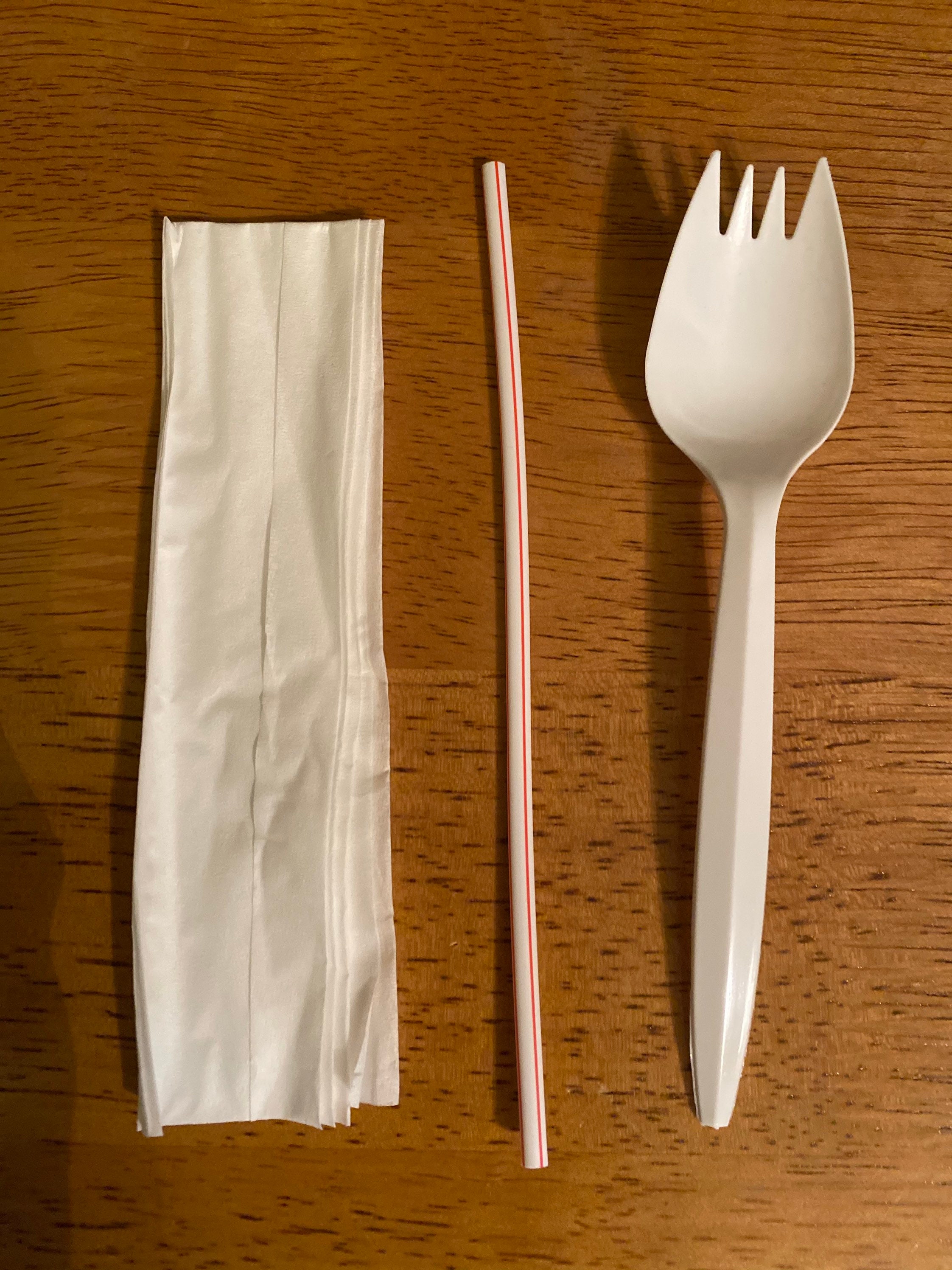 Sanitary Cutlery Sets Spork Straw Napkin 50pcs sealed Etsy