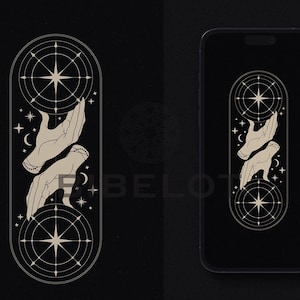 Wheel of Fortune Tarot Phone Wallpaper: Gothic Celestial Hands (Digital Download)