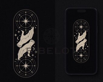 Wheel of Fortune Tarot Phone Wallpaper: Gothic Celestial Hands (Digital Download)