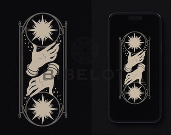 The Sun Tarot Phone Wallpaper: Gothic Celestial Art (Digital Download)