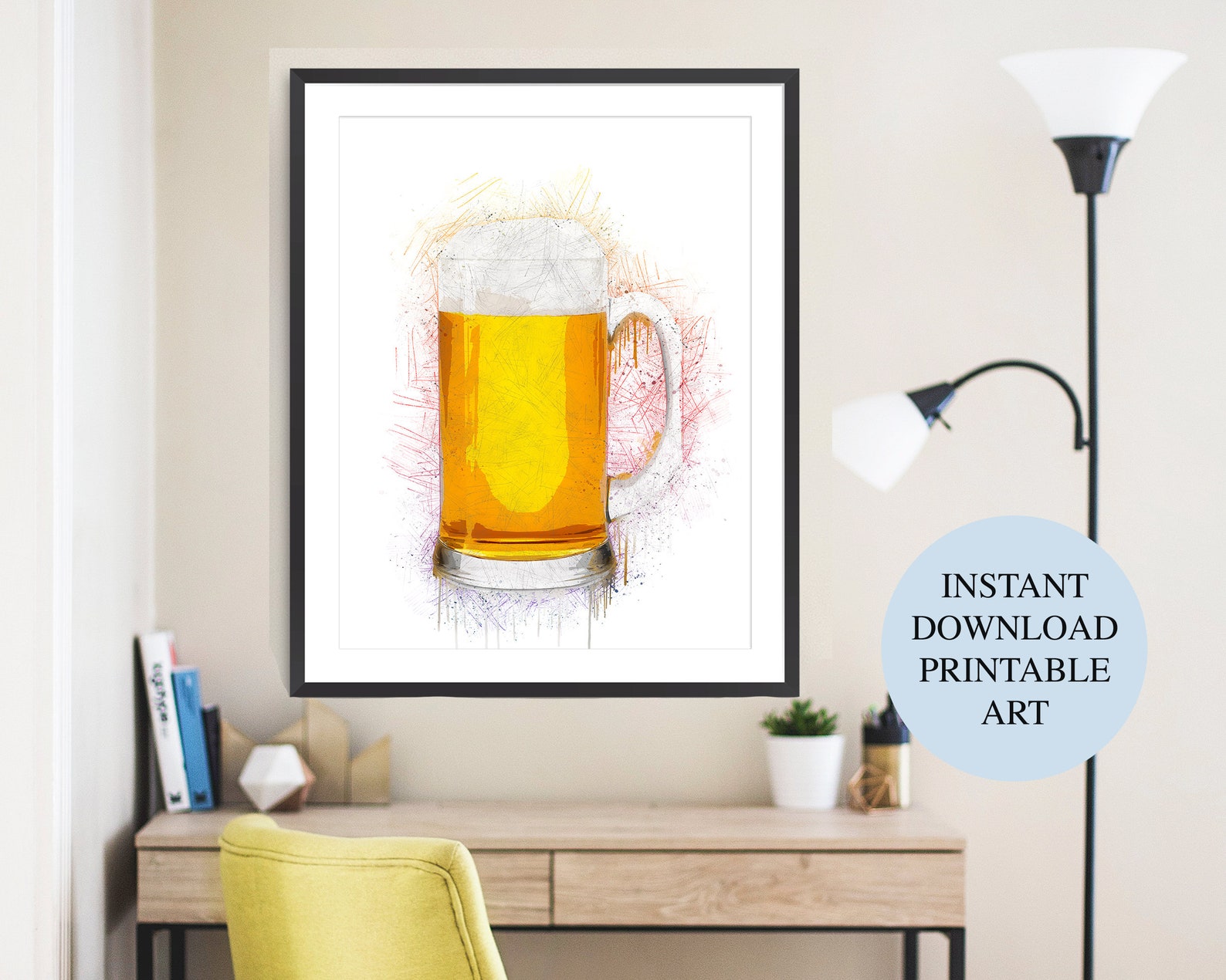 Beer Glass Art Print Beer Glass Poster Instant Download Etsy