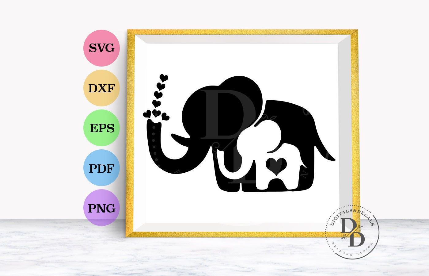 Download Baby Elephant SVG Mother and Baby Silhouette SVG & Dxf | Etsy