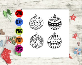 Doodle Baubles / Balls Cutting File Bundle, Perfect for Use with Silhouette Pens, Includes SVG & Dxf for Cricut/Silhouette plus eps, png pdf