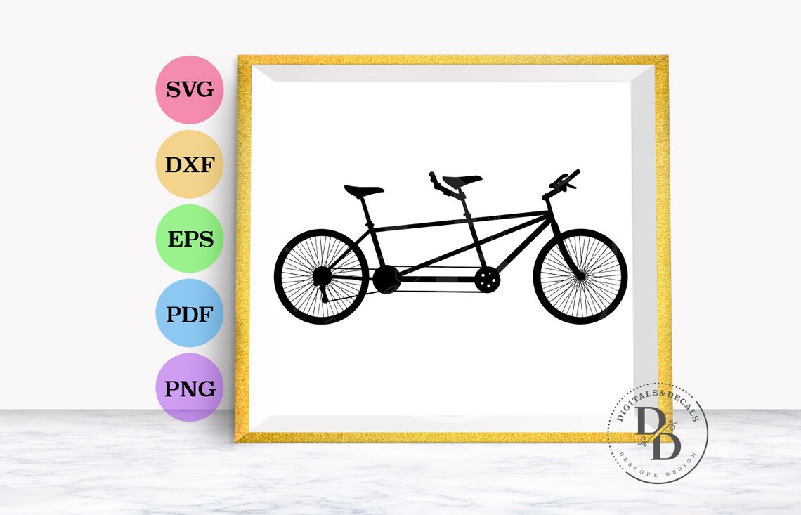 Tandem Bike SVG Silhouette Dxf Cutting Files for Cricut and Etsy UK