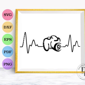 Camera Heartbeat SVG Cut File voor silhouet en Cricut