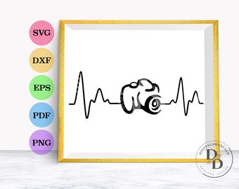 Camera Heartbeat SVG Cutting File for Silhouette and Cricut