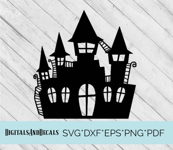 Download Haunted House For Halloween Silhouette Svg Dxf Cutting Etsy