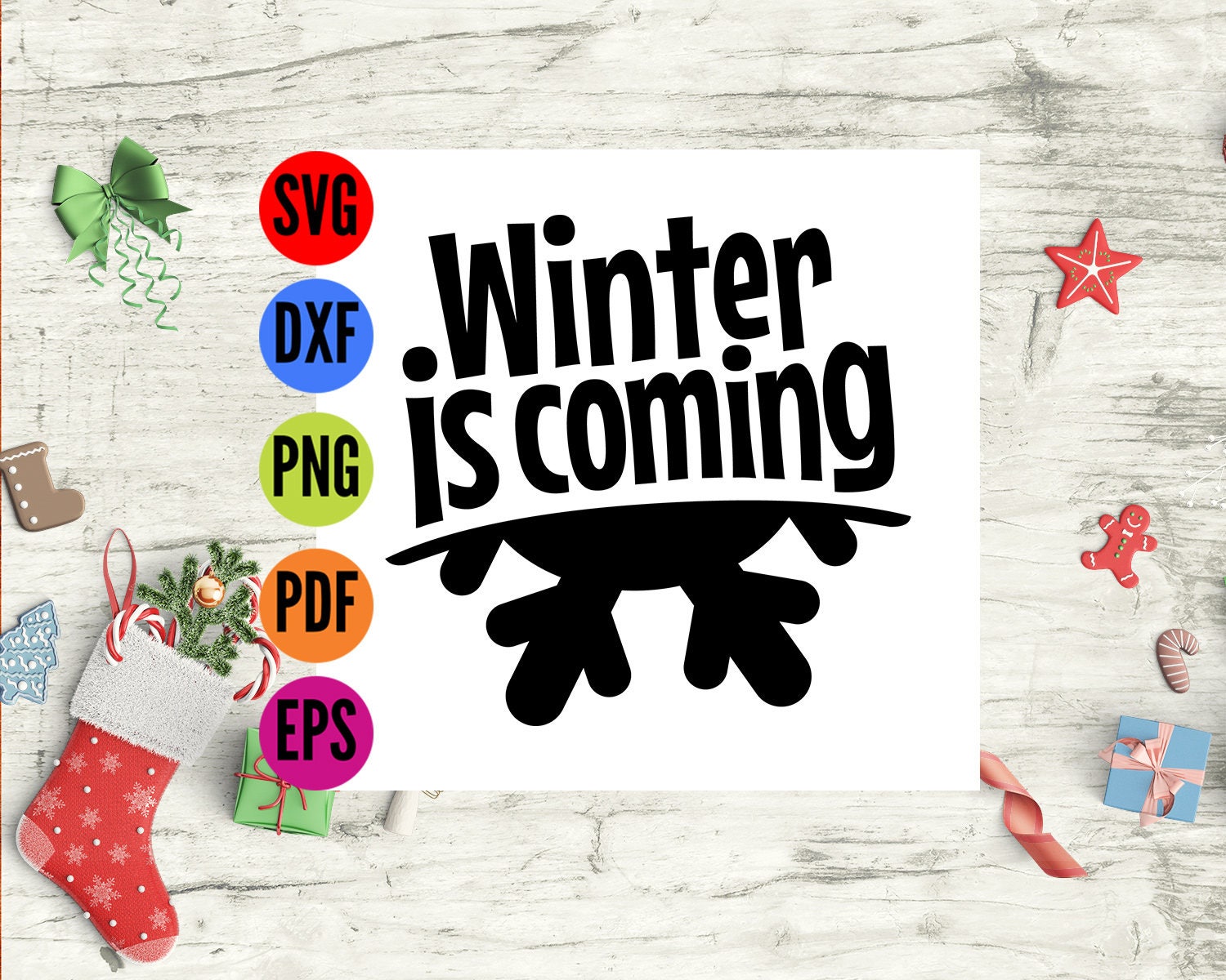 Download Winter is coming Christmas Quote Silhouette SVG & Dxf | Etsy