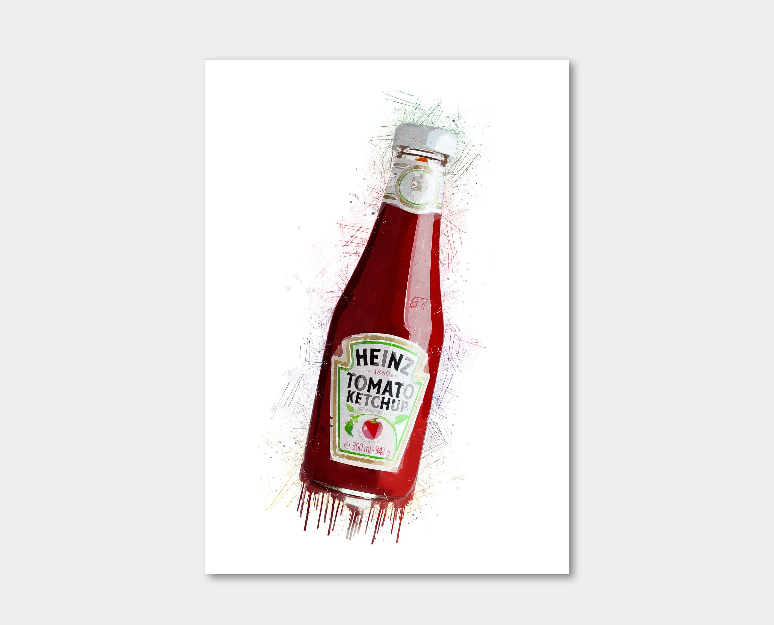 Ketchup Bottle Art Print Ketchup Bottle Poster Ketchup Print Tomato Sauce  Art Kitchen Wall Art - Etsy