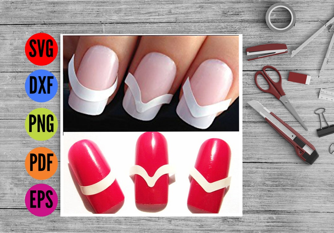 Nail Tip Guides, Nail Stencils Silhouette, SVG & Dxf Cutting Files for