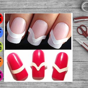 Guias de pontas de unhas, silhueta de estênceis de unhas, arquivos de corte SVG e Dxf para máquinas Cricut e Silhouette Inclui download instantâneo de eps / vetor