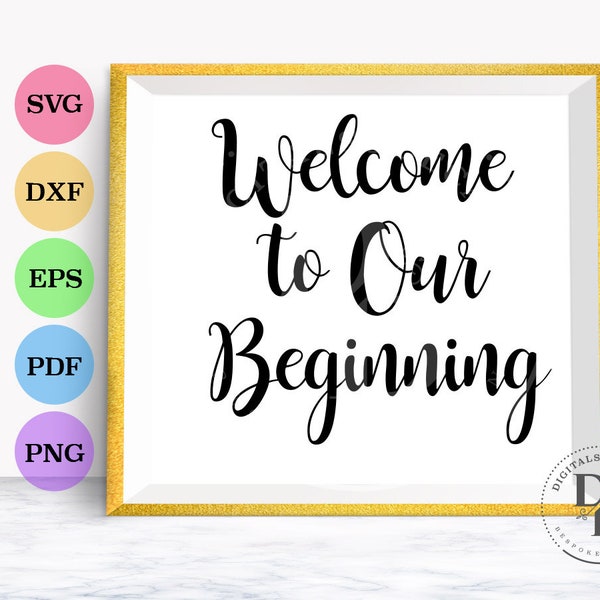 Wedding SVG, Welcome to Our Beginning, Hand Lettered Svg, Wedding Script SVG Vinyl Cutting Files, Dxf, Wedding Font, svg fonts for cricut