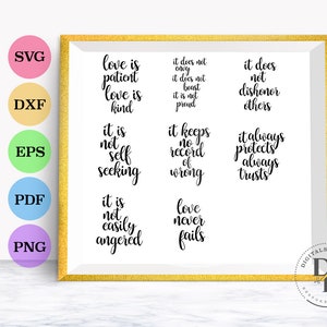8 signos de boda SVG, plantillas de la boda corintios, corinthians plantilla SVG, 1 corintios 13 svgs, verso de amor Svg, amor Biblia Svg